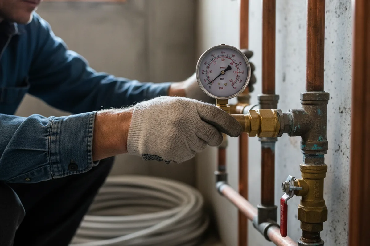 Pressure testing a repaired line during Water Line Repair in Kemmerer